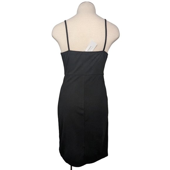 Zalalus Womens Black Bodycon Party Dress Sz Small Spaghetti Straps Deep V Neck - Picture 3 of 10